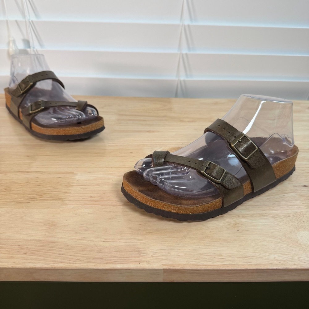 Birkenstock Mayari Toe Loop Sandals‎ Women's Dark Brown Leather Slip On - 5 36